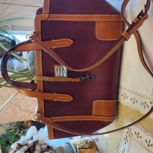 Dooney & Bourke Brown and Tan Satchel with Structured Design
